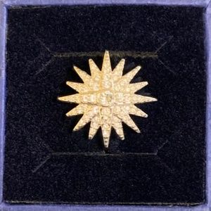 Balthus Rhodium Plated Swarovski Crystal Starburst Ring Sz 7M (55)